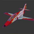 Red And Silver Jet Airplane Model With Flame Design And Detailed Features 3d model