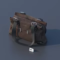Brown Duffle Bag With Black Straps Metal Buckles And Multiple Pockets