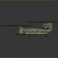 Green Camouflage Military Helicopter With Twin Rotor And Side View