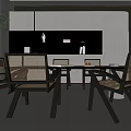 Modern dining table and chair combination 3d model