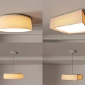 Modern Minimalist Lighting Combinations With Round Square Ceiling Pendant Lights 3d model