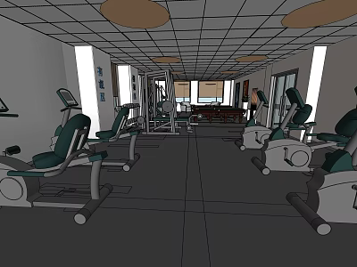 Spacious Gym Interior With Multiple Fitness Machines For Effective Training Sessions 3d model