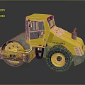Yellow MB36 D3 Road Roller With Large Tires Worn Roller Drum And Cab 3d model