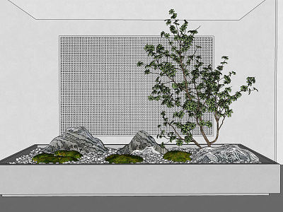 Modern landscape sketch potted landscape model