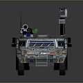 Armored Military Vehicle Featuring Weapon System Sensor Camera Antennas And Camouflage Design