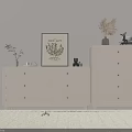 Modern White Dressers With Drawers Decorative Plants Framed Art And Pendant Light
