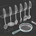 Stainless Steel Kitchen Utensils Set With Hanging Rack Frying Pan And Knife