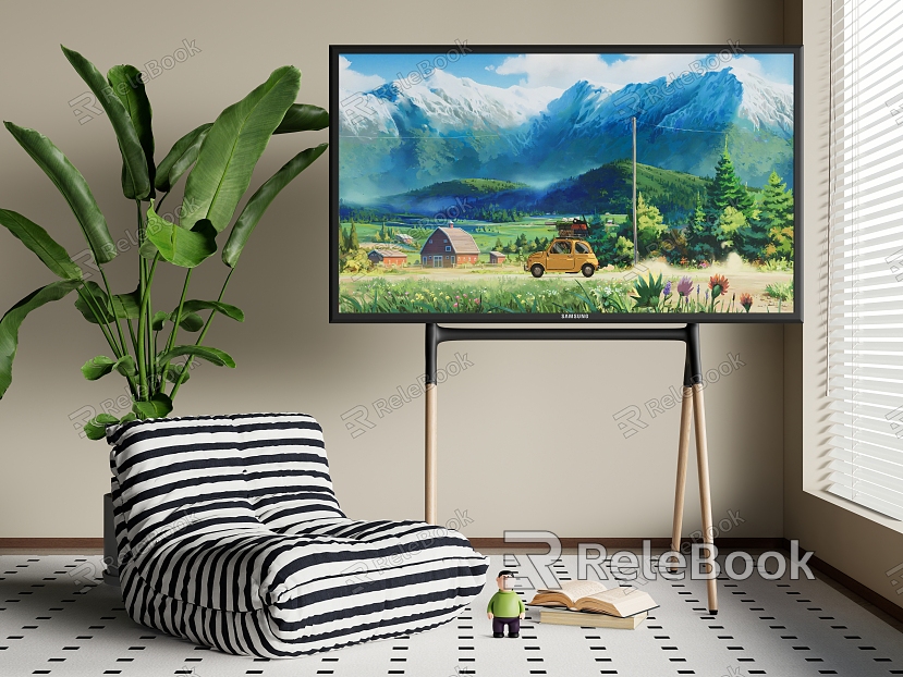 Samsung bracket TV painting TV bracket lazy sofa plant potted model