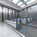 Modern monitoring room operating platform 3d model
