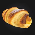 Freshly Baked Golden Flaky Croissant With Powdered Sugar And Sweet Filling