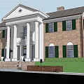 Classical Style Single Family Home With White Columns Brick Exterior Green Shutters And Front Steps