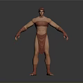 Realistic 3D Model of Muscular Female in Red Attire Standing Pose