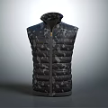 Modern Dark Camouflage Quilted Puffer Vest with Sleeveless Design and Zipper Closure