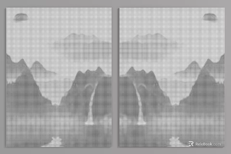 Symmetric Ink Painting Style Mountain Waterfall Moon With Grid Background Design 3d model 