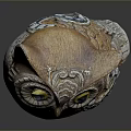 Decorative Owl Sculpture With Detailed Eyes And Textured Feather Art Design