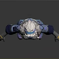 Sci Fi Character With Blue Gray Armor Helmet And Futuristic Tech Outfit Design
