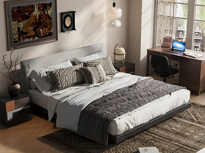 Modern Home Bedroom Master Bedroom Double Bed Fabric Double Bed