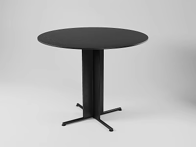 Black Round Dining Table Featuring Minimalist Design Sleek Surface And Central Pedestal Base 3d model
