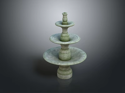 Three Tier Stone Fountain With Classical Design And Circular Base For Outdoor Garden Decoration 3d model