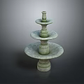 Three Tier Stone Fountain With Classical Design And Circular Base For Outdoor Garden Decoration