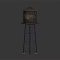 Rusty Metal Water Tower With Conical Roof And Supporting Legs Structure