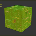 3D Cube Maze Structure With Colorful Paths And Mini Figures Inside