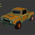 Orange Vintage Truck With Chain Accent Black Tires And Orange Wheels