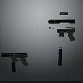 Detailed Firearms Collection Featuring Pistol Rifle Magazine Barrel And Grip Parts