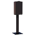 Home Audio Stand Mounted Speaker With Brown Cabinet And Black Base