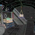 Cartoon Industrial Warehouse Scene With Forklift Boxes On Pallets And Overhead Crane