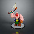 Viking Warrior Figurine With Red Beard Muscular Build Axe Shield And Round Base