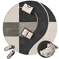 Geometric Pattern Circular Rug With Neutral Tones Open Book Slippers And Decorative Items 3d model
