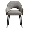 Modern Fabric Dining Chair With Geometric Pattern Armrests And Black Wooden Legs