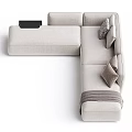 Light Gray Fabric Sectional Sofa With Patterned Pillows And Throw Blanket 3d model