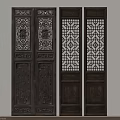 Traditional Wooden Hinged Doors With Intricate Carved Patterns And Classic Panel Design