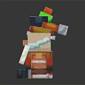 Colorful Pixelated Three Festive Characters Snowman Santa And Green Hat Holiday Figurines