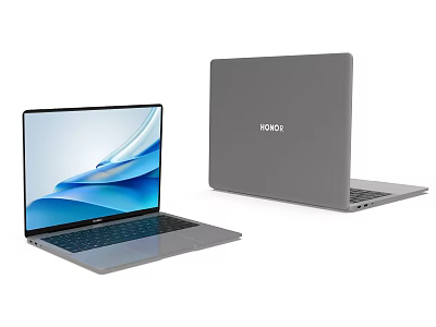 HONOR Laptops Open And Closed With Display Screen And Sleek Modern Design 3d model
