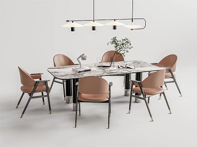 Modern Dining Table and Chair Combination Dining Table and Chair 3d model