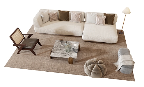 Modern sofa coffee table combination 3d model