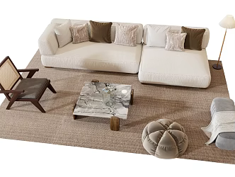 Modern sofa coffee table combination 3d model