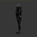 Dark Tactical Gear Figure In Protective Suit With Helmet Mask And Backpack