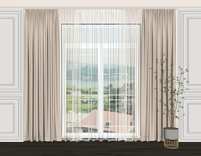 modern curtain fabric curtain 3d model