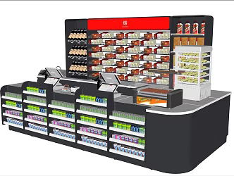 Modern shelf display cabinet cash register tobacco and wine cabinet cash register equipment test sausage machine famous tobacco and wine 3d model