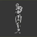 Silver Armored Robot Design Standing With Long Sword And Mechanical Parts
