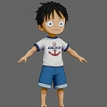 One Piece Little Lufei Cartoon Animation Cartoon Cartoon Short Hair One Piece Movie Luffy Pirates Children 3d model