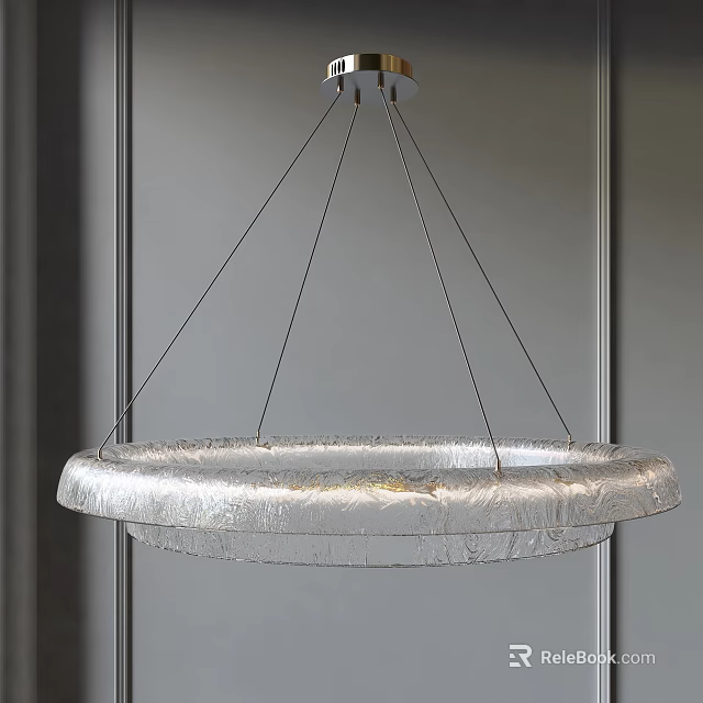 Modern Silver Circular Chandelier With Textured Surface And Suspended Metal Wires 3d model 