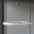 Modern Silver Circular Chandelier With Textured Surface And Suspended Metal Wires