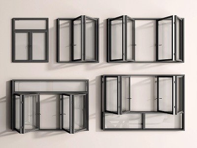 modern folding window glass window balcony window bay window 3d model