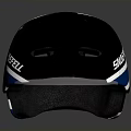Black Tactical Weapon Helmet Featuring Blue White Stripes And SNAEFEL Branding