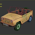 Vintage Yellow Open Top Military Vehicle with Rugged Off Road Exterior Design